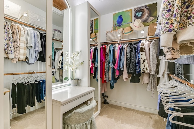 spacious closet featuring carpet flooring