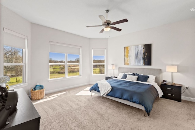 193 Raptor Beak Way, Cedar Creek, TX 78612 - bedroom featuring light carpet and ceiling fan