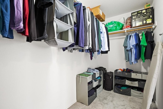 walk in closet featuring carpet