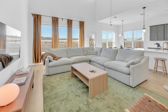 living room with light wood finished floors