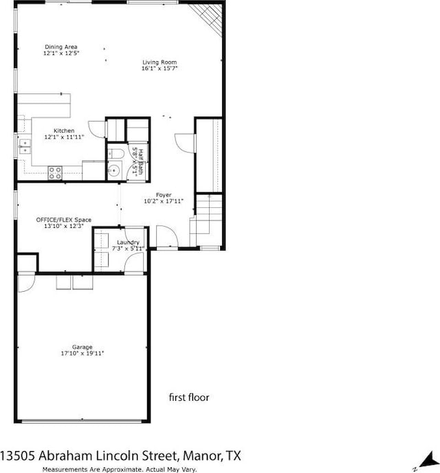 13505 Abraham Lincoln St, Manor, TX 78653 - floor plan / room layout