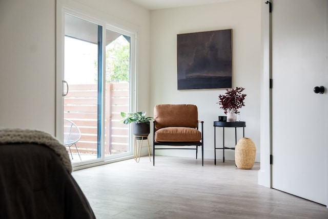 sitting room with wood finished floors