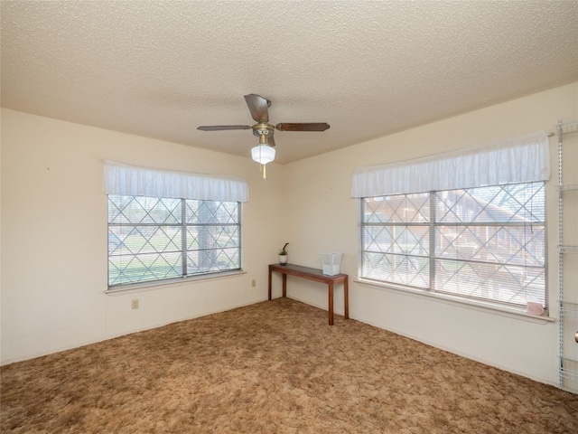 805 Wanta Hideaway, Spicewood, TX 78669 - spare room with carpet floors, ceiling fan, and a textured ceiling