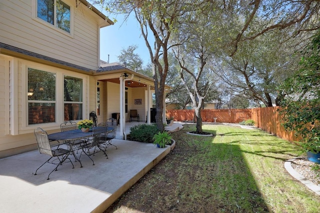 view of yard with a patio area and fence