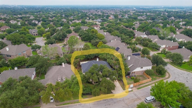 bird's eye view with a residential view