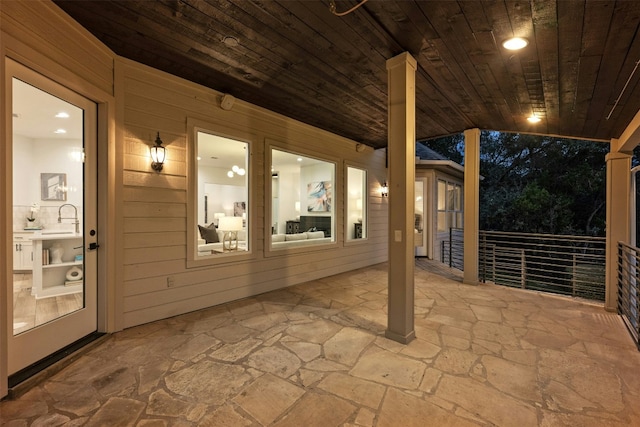 view of patio / terrace featuring a sink