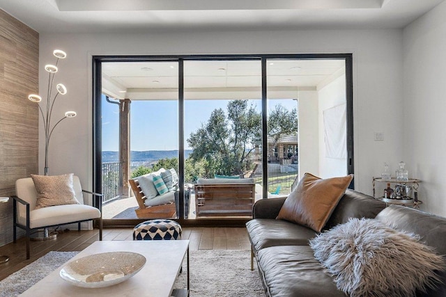 living area featuring wood finished floors