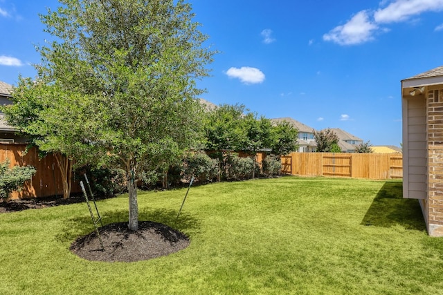 view of yard with a fenced backyard