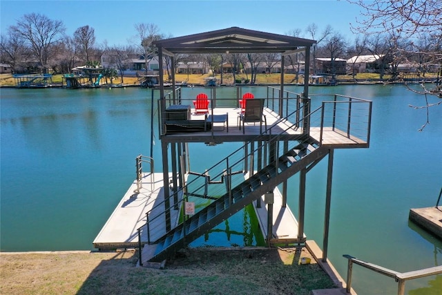 dock area featuring a water view