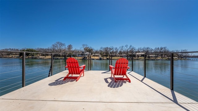 view of dock featuring a water view