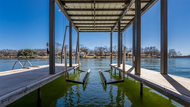 view of dock featuring a water view