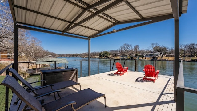 dock area featuring a water view