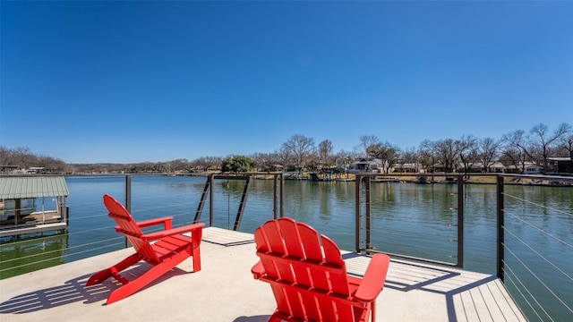 dock area with a water view