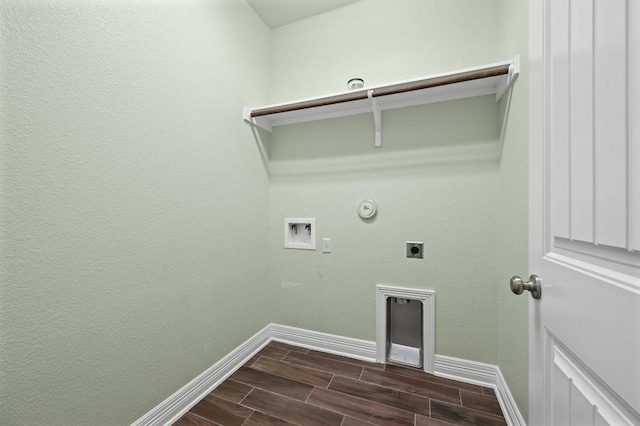 laundry area featuring hookup for a washing machine, hookup for an electric dryer, hookup for a gas dryer, laundry area, and wood finish floors