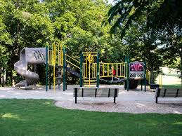 communal playground with a lawn