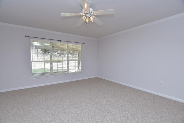 715 Texas Dr, Georgetown, TX 78633 - empty room with baseboards, carpet, crown molding, and ceiling fan