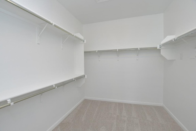 spacious closet with light colored carpet