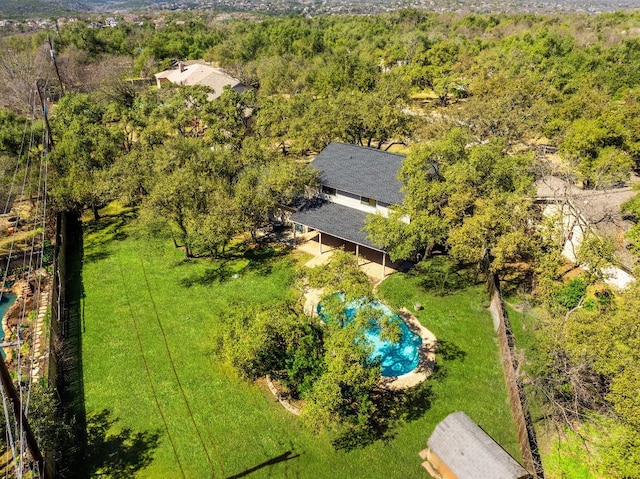 7701 Penelope Cir, Austin, TX 78759 - aerial view featuring a view of trees