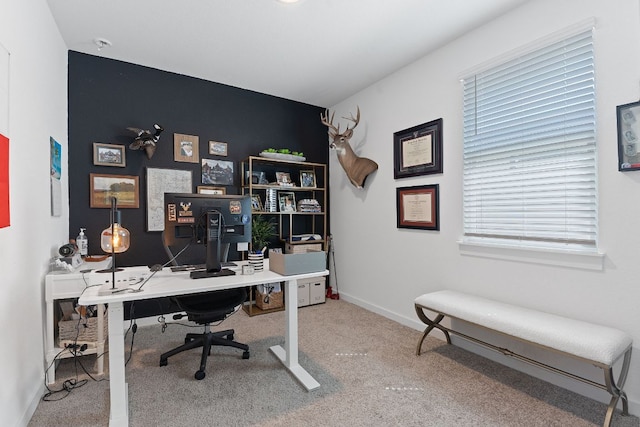 office featuring carpet and baseboards