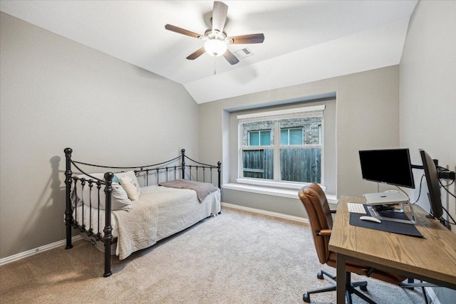 6618 Tiger Trl, Katy, TX 77493 - bedroom featuring carpet, baseboards, a desk, and vaulted ceiling