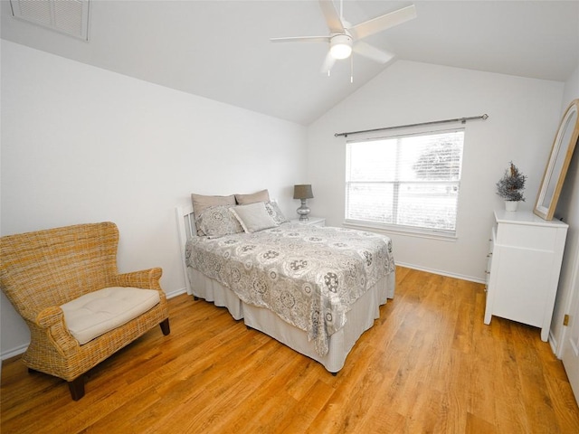 1011 Janae Ct, Georgetown, TX 78626 - bedroom featuring light wood-type flooring, lofted ceiling, ceiling fan, and baseboards