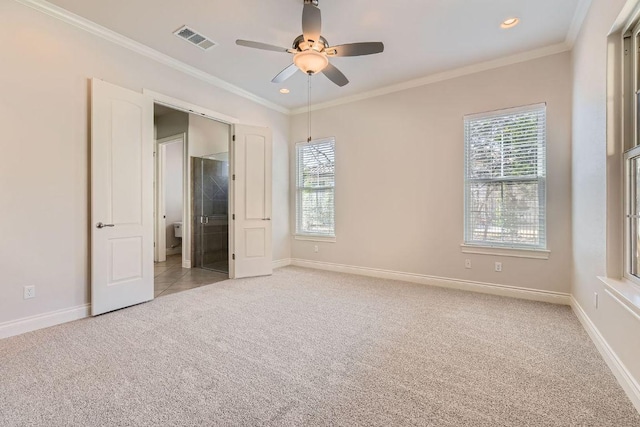 304 Belforte Ave, Austin, TX 78734 - unfurnished bedroom with multiple windows, carpet floors, baseboards, crown molding, and recessed lighting