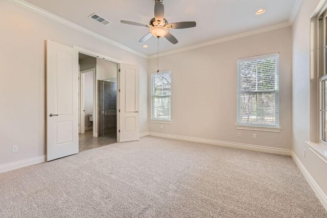 304 Belforte Ave, Austin, TX 78734 - unfurnished bedroom with multiple windows, carpet floors, baseboards, crown molding, and recessed lighting