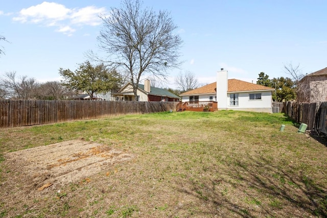 view of yard with a fenced backyard