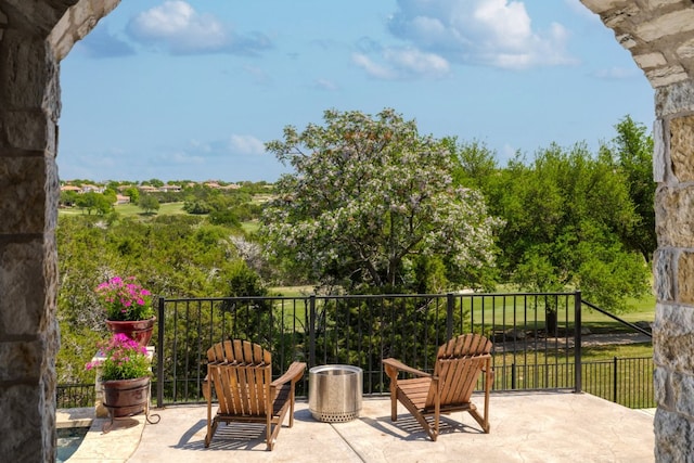 balcony with a patio area