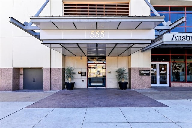 view of exterior entry with french doors