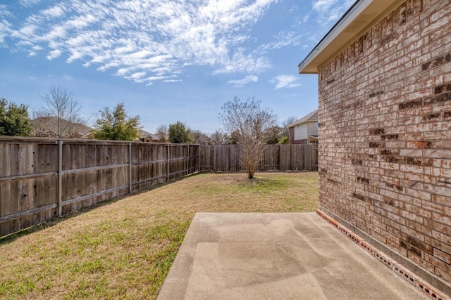 view of yard with a patio and a fenced backyard