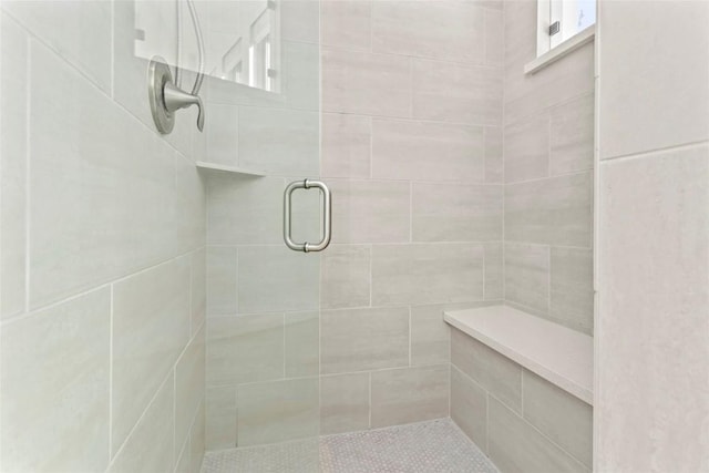 bathroom featuring a shower stall