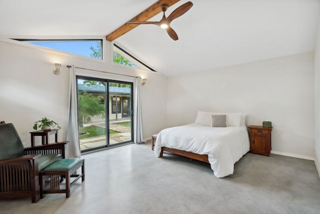 4810 Enchanted Ln, Austin, TX 78745 - bedroom with access to outside, a ceiling fan, and baseboards