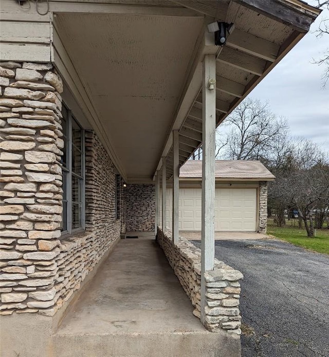 exterior space with a garage