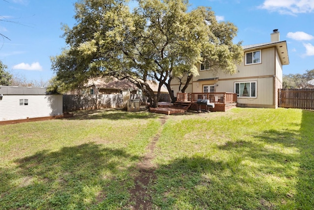 16700 Black Kettle Dr, Leander, TX 78641 - view of yard with a fenced backyard and a wooden deck