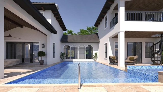 outdoor pool featuring a patio