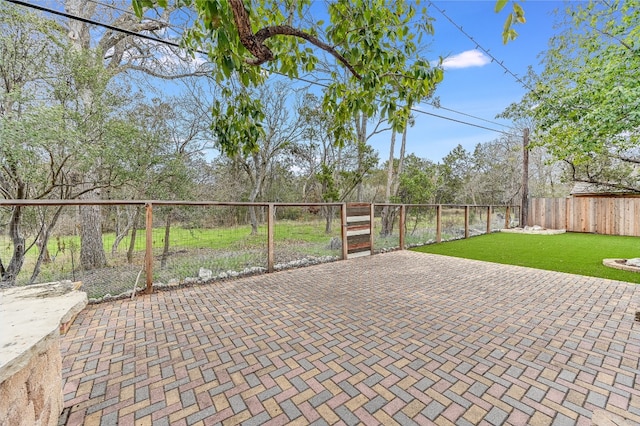 view of patio featuring a fenced backyard