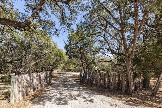 view of street featuring a gated entry and a gate