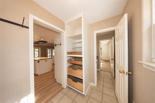 interior space featuring light tile patterned flooring