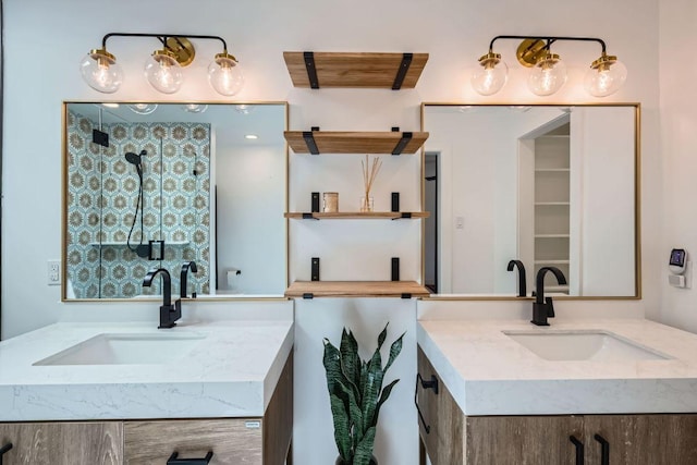 bathroom with two vanities and a sink