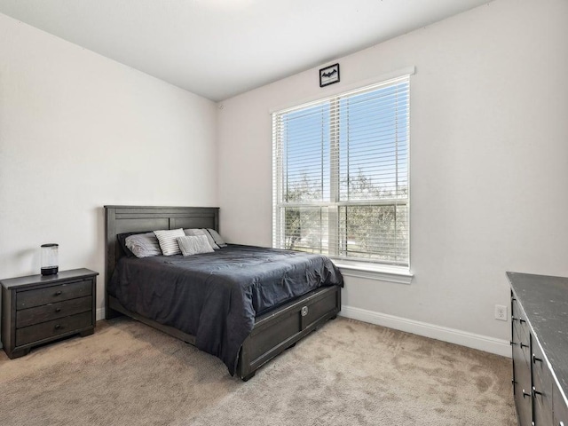 141 Bear Paw Run, Georgetown, TX 78628 - bedroom featuring multiple windows, light carpet, and baseboards