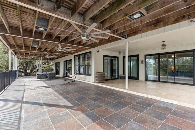 6714 Mountain Trl, Austin, TX 78732 - view of patio with a ceiling fan and an outdoor living space