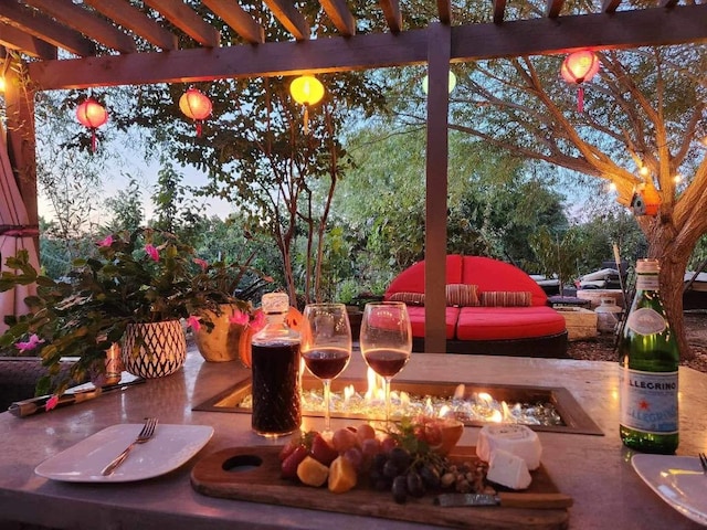 606 Anfield Cir, Austin, TX 78738 - view of patio / terrace with an outdoor fire pit and a pergola