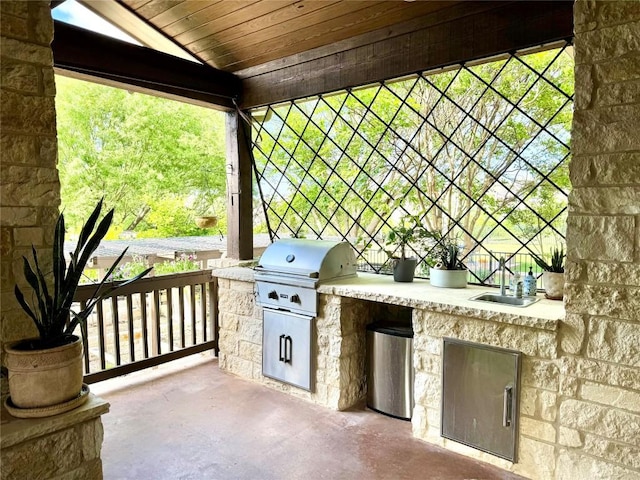 606 Anfield Cir, Austin, TX 78738 - view of patio featuring exterior kitchen and a sink