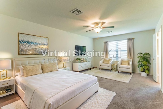 470 Major Lee Ln, Jarrell, TX 76537 - bedroom featuring a ceiling fan, carpet flooring, visible vents, and baseboards