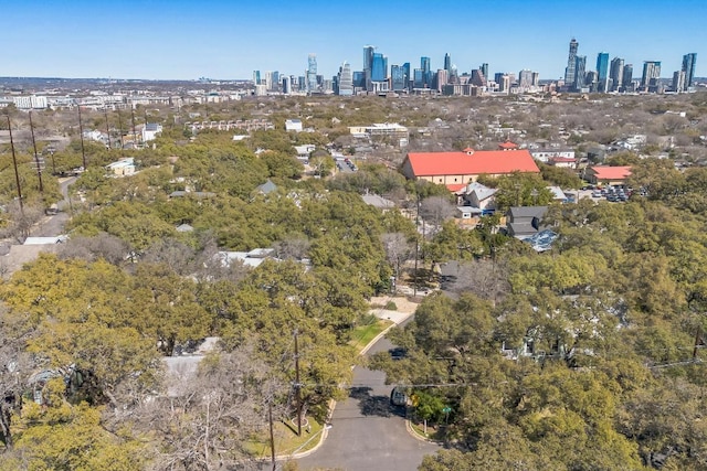 bird's eye view with a city view