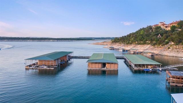 view of dock featuring a water view