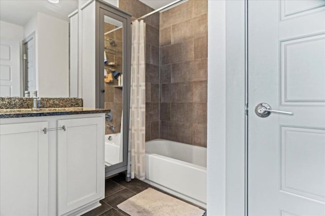 12185 Chelsea Glen Place Br, Austin, TX 78753 - full bathroom featuring shower / bath combination with curtain, vanity, and tile patterned flooring