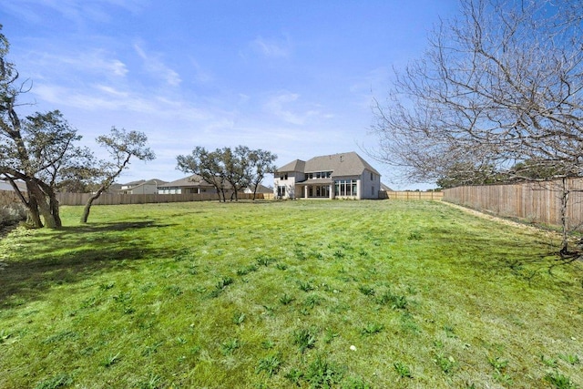 view of yard featuring a fenced backyard