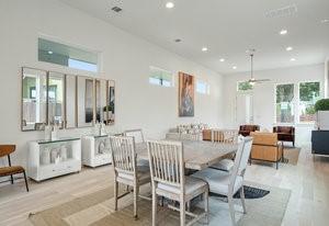 5500 Sendero Hills Pkwy, Austin, TX 78724 - dining space featuring recessed lighting, ceiling fan, and wood finished floors